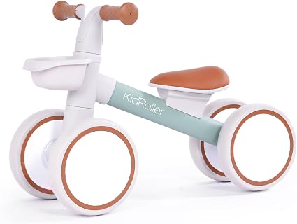 Kid's Balance Bikes for 1 Year Old Boys and Girls, 12-36 Months Toddler Ride-on with Adjustable Seat and a Front Basket, First Birthday Gifts (Green)