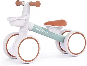 Kid's Balance Bike for 1-3 Year Olds, Adjustable Seat, Front Basket, Green