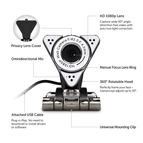 Aluratek Hd 1080P Video Webcam For Pc, Mac, Desktop & Laptop, Video Call, Conference, Usb #TOP4