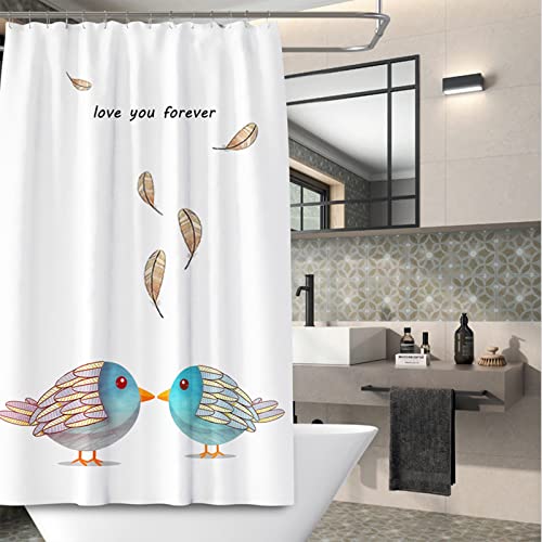 Rideau douche anti moisissure 240x200cm polyester imperméable oiseaux - 4
