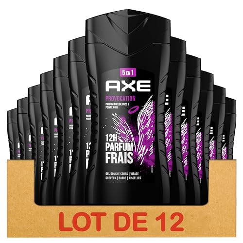 AXE - 5-in-1-Duschgel für Herren, 24 Stunden feuchtigkeitsspendend, 87% natürliche Inhaltsstoffe, Kokosnussduft & schwarzer Pfeffer, 12 x 250 ml