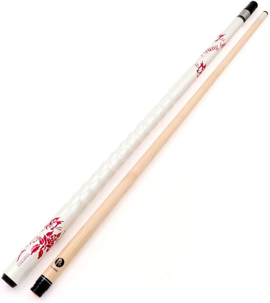 CUESOUL 58" 21oz Maple Pool Cue Stick 13mm Cue Tips,Ergonomic Design Cue,Very Nice Grip + Joint Protector/Shaft Protector,Red Pool Cue