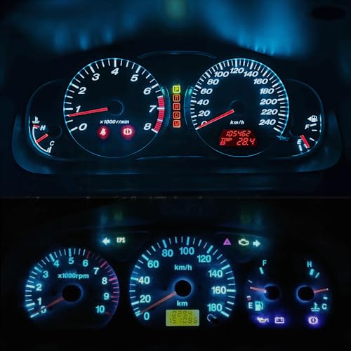 T5 74 LED Light Bulbs Dash Dashboard Instrument Cluster 37 73 PC74 PC37 2721 Gauge Wedge Twist Socket Car Indicator Panel Parts Interior Replacement 12V Ice Blue Pack of 10