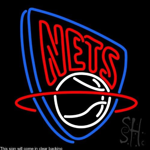 New Jersey Nets NBA Clear Backing Neon Sign 24" Tall x 24" Wide