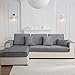 GKXLH Sofa überzug Waschbar - Neue Weiche Flanell Sofa Cover, rutschfeste Sofabezug 2 3 4 Sitzer Couch überzug Sofa Bezug für Sektionssofa, Sofaüberwürfe L Form Möbelschutz (Grau, 70x180cm)