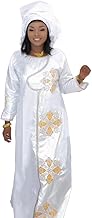 West African Bazin Dress for Woman Floral Embroidery African Female Native Maxi Dresses - Buy now