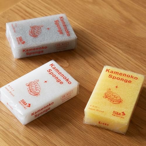 Image of Kamenoko Sponge - White - Set of 3 - Kitchen Sponges for Cleaning Dishes and Pans - Odor-Resistant - Made in Japan