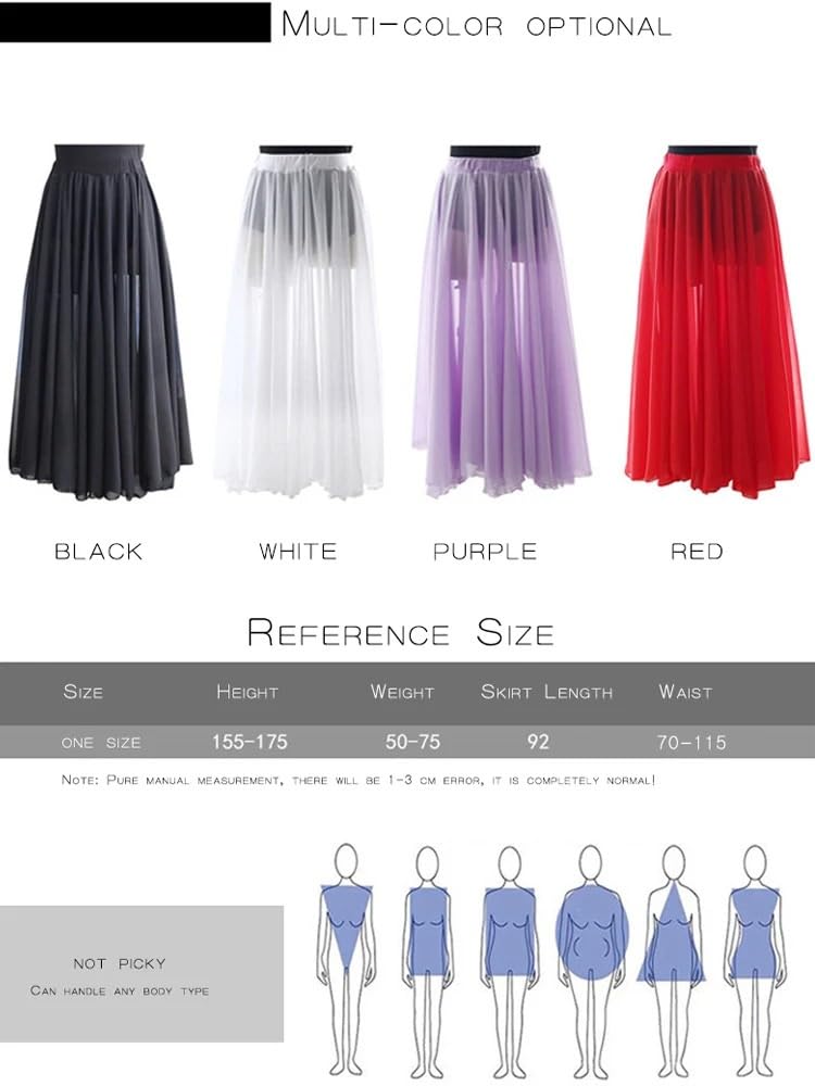 Gonna a Portafoglio da Balletto da Donna, Gonna Avvolgente da Danza Classica in Chiffon Donna, Multicolore