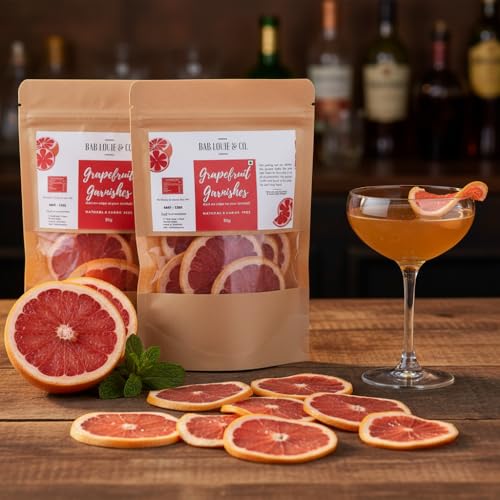 Image of Bab Louie & Co. Grapefruit Dehydrated Fruits Garnishes For Cocktail, Mocktail, Detox Water, Green Tea, Snacks, Air Dried, Gluten Free, Vegan, No Sugar, Natural, Zero Preservatives, 50 gm (Pack of 2)