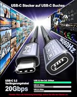 NORSHY 240W USB C Verlängerung Kabel, 1.5m USB-C 3.2 Gen 2 Schnellladekabel 20Gbps, 5K@60Hz 4K@144Hz Video Extender für iPhone 17 16 15 Pro Max, MacBook Pro, Steam Deck, PSVR2 Hub – Ansicht 3