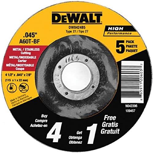 DEWALT Cutting Wheel, All Purpose, 4-1/2-Inch, 5-Pack (DW8424B5)