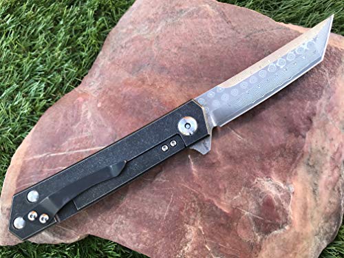 Tactical Gearz Tc4 Titanium Pocket Knife! Tg Saint Xt, Damascus Tanto Blade, Vg10 Core W/67 Layers! Full Tc4 Titanium Handle! Ball Bearing Pivot System! Includes Sheath! (Saint Dxt) #TOP2