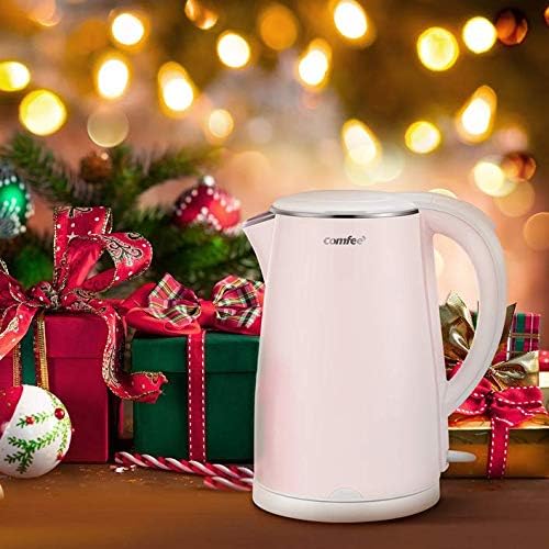 COMFEE' Electric Kettle Teapot 1.7 Liter Fast Water Heater Boiler 1500W BPA-Free, Quiet Boil & Cool Touch Series, Auto Shut-Off and Boil Dry Protection, 1.7L, Baby Pink