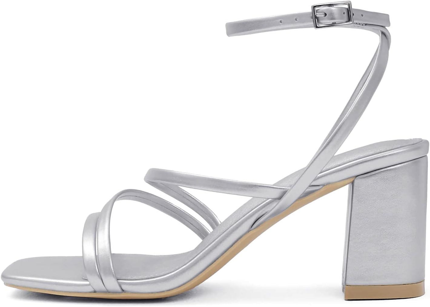LACUONE Strappy Heels Women Square Toe Sandals image 3