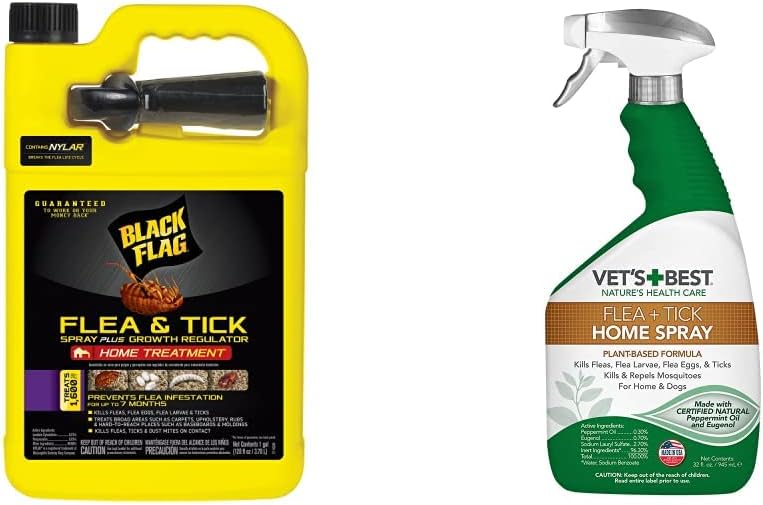 Black Flag 11093 B00PVN1ST8 Extreme Flea Killer Plus Growth Regulator RTU, 1-gal, 128 Oz & Vet's Best Flea and Tick Home Spray | Flea Treatment for Dogs and Home | Plant-Based Formula | 32 Ounces : Pet Supplies