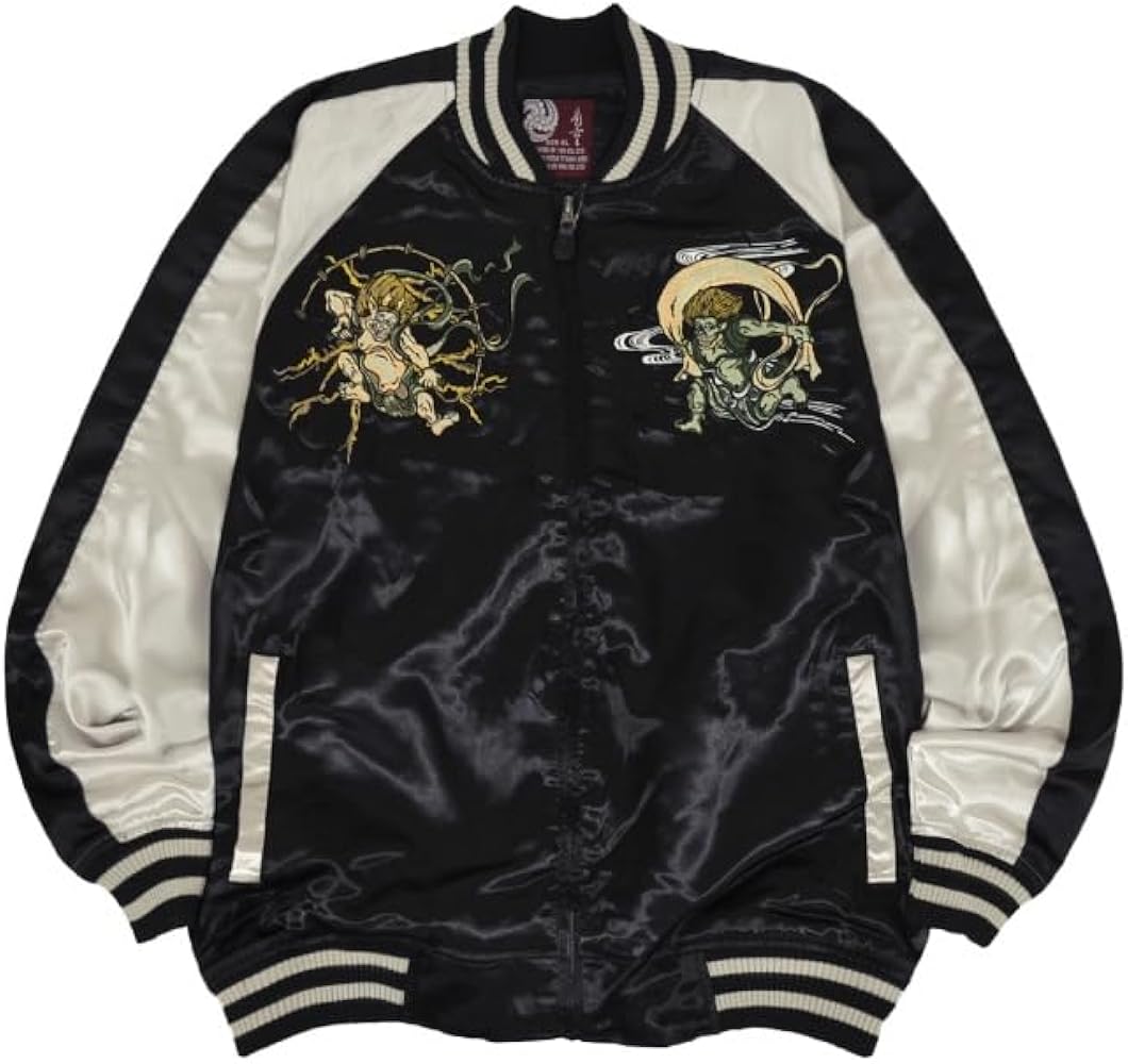 ゆ*ん様 雷神風神　スカジャン Amazon | [ヨシダユウ] スカジャン 雷神風神 サテン カジュアル