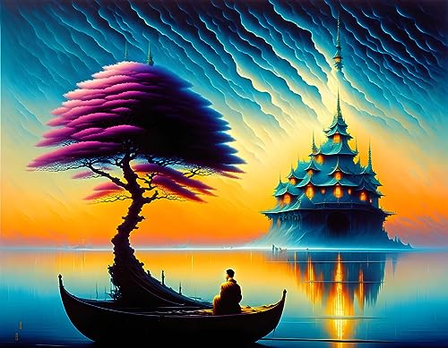 Art mural vue sur le lac decoration salon affiche toile imprimee 58x90 cm