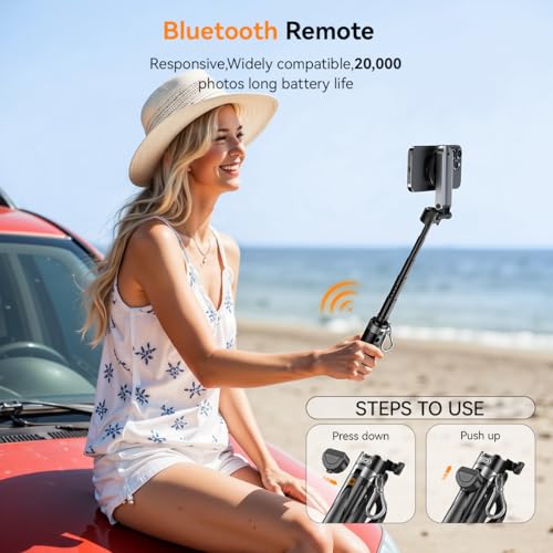 Magnetic Small Selfie Stick for iPhone,4 in 1 Multifunctional Portable Selfie Sticks Retractable Cell Phone Travel Tripod with Remote Control, Mini Phone Tripod for iPhone 17/16/15/14/13/12 Series by XO Simple is Beauty - Used condition - Image 5