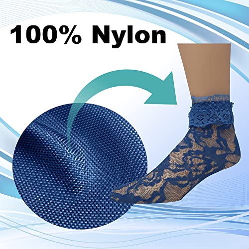 Image of EMEM Apparel Women's Lace Anklet Socks with Ruffle