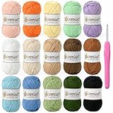 15 Pack 100% Milk Cotton Yarn for Crocheting, 750g/1968.5yd Baby Yarn for Crocheting Soft, Fuzzy 5 Ply Cotton Crochet Amigurumi Yarn for Puzzle/Clothes&Crafts(Set A)