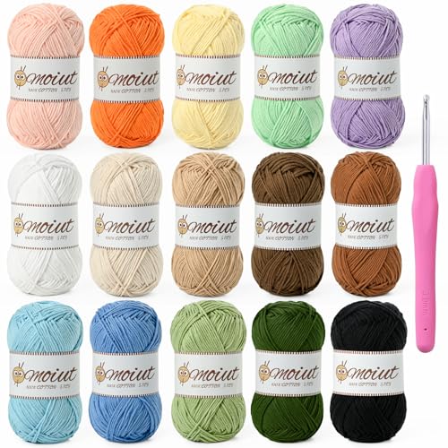 15 Pack 100% Milk Cotton Yarn for Crocheting 750g/1968.5yd Baby Yarn for Crocheting Soft Fuzzy 5 Ply Cotton Crochet Amigurumi Yarn for Puzzle/Clothes&Crafts(Set A)