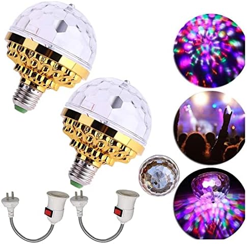 Colorful Rotating Magic Ball Light,Party Lights Activated Disco Ball for Party Birthday/Wedding/Pub/Home Use/Xmas/DJ/Dance/KTV(with Socket) (2pcs)