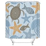 Mimihome Sea Life Shower Curtain, Ocean Animals Turtle Seashell Starfish Waterproof Polyester Bathro