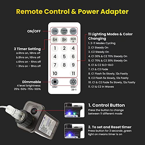 Rathun Globe String Lights,Multicolor 65.6 Feet 150 Led 11 Lighting Modes Fairy String Lights With Remote,Waterproof Mini Globe Lights Decorn For Indoor Outdoor Party Wedding Christmas Tree Garden #TOP2