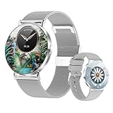Ultra-Slim Smart Watches for Women(Call/2 Bands/All Metal), 1.32" AMOLED Ultra-Clear Screen Fitness Tracker with SpO2/Heart Rate/Sleep Tracking,Waterproof Smart Watch for iPhone/Samsung/Android