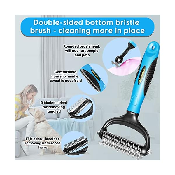 Katzenbürste, Hundebürste, 2in1 Unterwollbürste für Mittel & Langhaar | Professionelle Hundebürste Unterwolle oder Unterfellbürste katze | Edelstahl hundekamm- Für Mittelgroße bis große Katzen & Hunde – Bild 4
