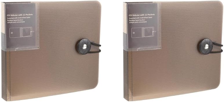 Cd DVD Storage Binder 2 Pack 12-Slot Cd Holder Case with Soft Interior Buckle Rope Closure Portable Disc Organizer Wallet for Travel Car Console 6.18 X 5.51 X 1.57 in