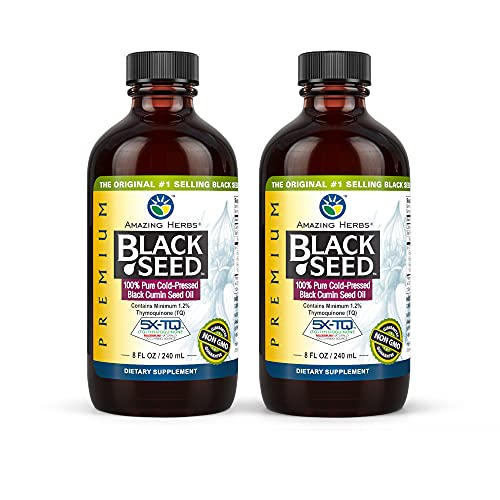 Amazing Herbs Premium Black Seed Oil - Gluten Free, Non Gmo, Cold Pressed Nigella Sativa Aids In Digestive Health, Immune Support, Brain Function - 8 Fl Oz (Pack Of 2) #TOP8
