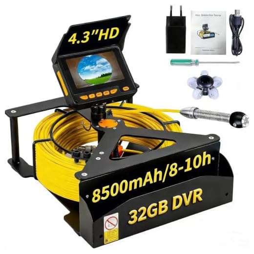Sewer Camera 100ft,SYANSPAN 17mm Low Temperature Resistant Pipe Inspection Camera,16GB DVR Video Recording Endoscope Borescope w/LED Lights for Plumber, Homeowners(16GB DVR,100ft/30M)
