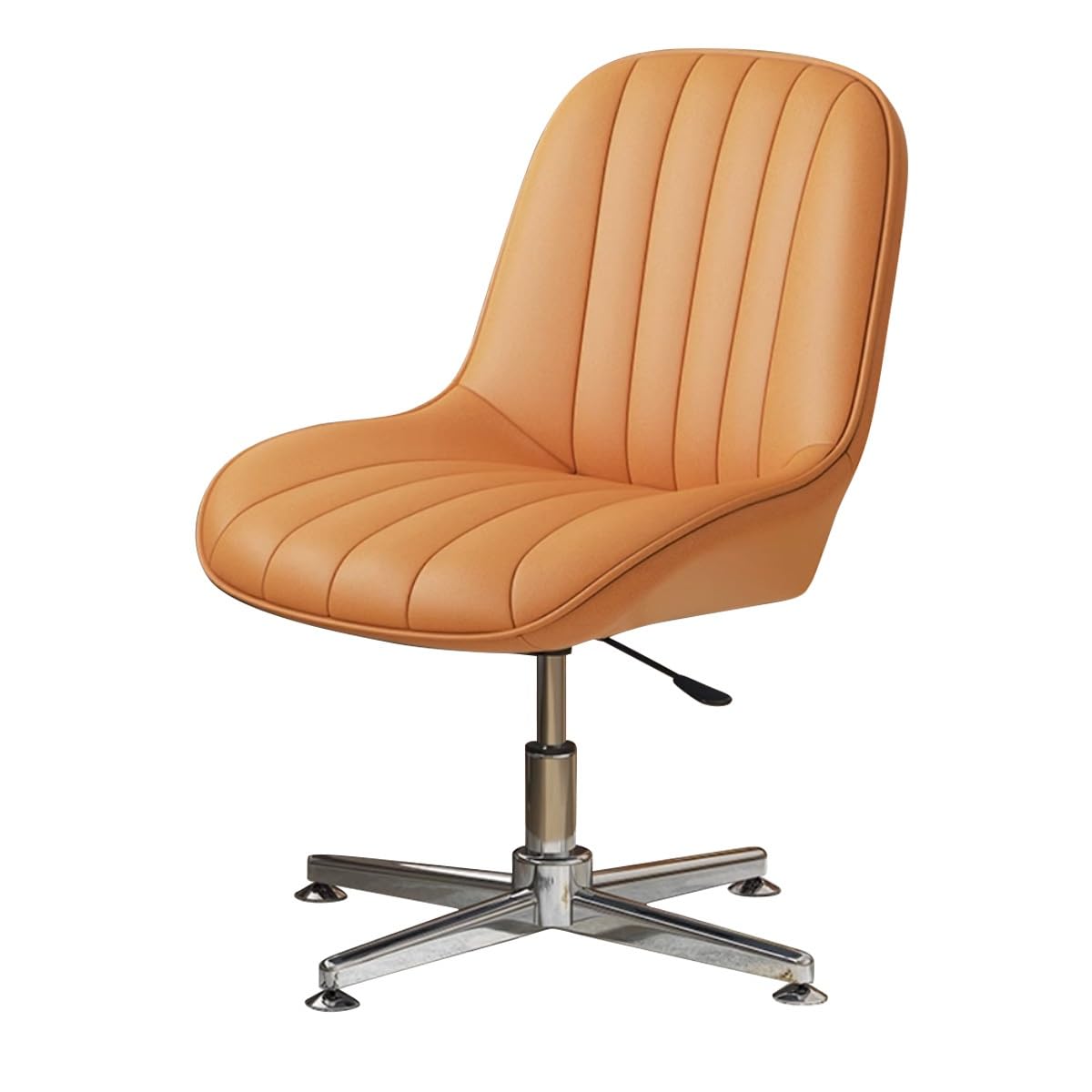 Sedia Da Ufficio Con Gambe Incrociate E Ruote, Senza Braccioli, In Lino, Altezza Regolabile Con Cuscino Incluso - Giallo