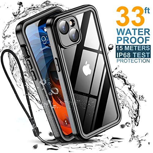 Temdan For Iphone 14 Case Waterproof,Built-In 9H Tempered Glass Screen Protector [14Ft Military Dropproof][Ip68 Underwater][Dustproof][Real 360] Full Body Shockproof Protective Phone Case-Black/Clear #TOP3