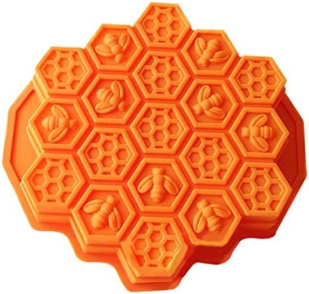 eoocvt Bee Honeycomb Cake Mold Mould Soap Mold Silicone Flexible Chocolate Mold (Orange)