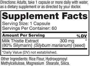 Roex Vitamins | Livalon | Milk Thistle Extract | 80% Silymarin | Natural Liver Detox | Vegetable Capsules | 60 Count