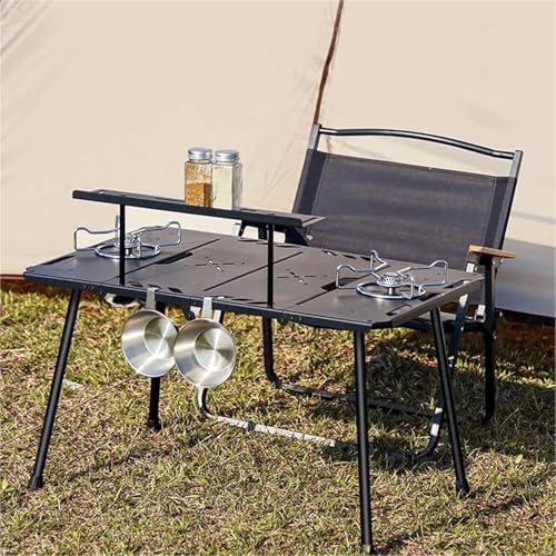 Table de camping pliante portable noire pour matériel de plein air - 3