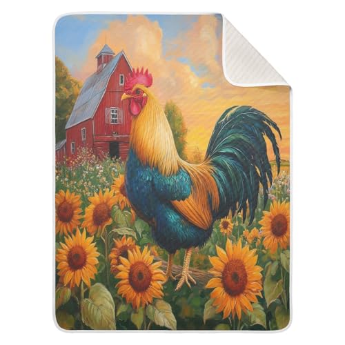 Burbuja Rooster in Garden Baby Blanket for Boys Girls, Nursery Soft Warm Swaddling Receiving Baby Blankets, 30x40 in Toddler Blanket