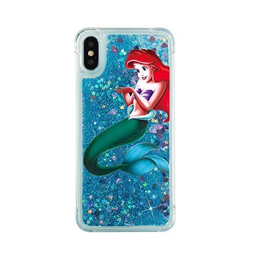 Gotech Compatible for iPhone X 10 or iPhone XS Case Brilliant Luxury Star Twinkling Glitter Protective skin,Bling Bling Little Mermaid Ariel Snow White Eating/ Holding Logo Apple (Ariel)