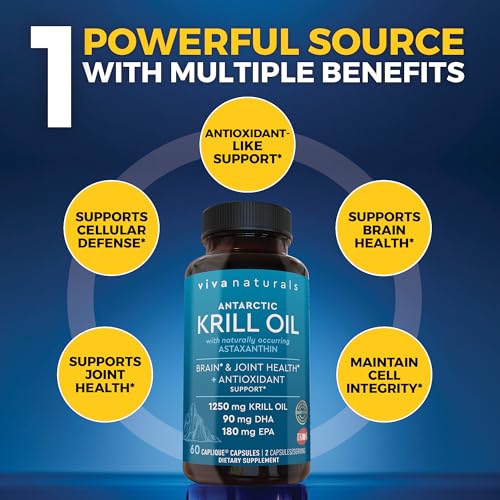image for Viva Naturals Antarctic Krill Oil Omega 3 Supplements 1250 mg - DHA EP