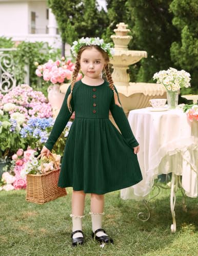 Arshiner Toddler Girl Christmas Ribbed Knit Dress Fall Winter Green Size 6 #TOP11