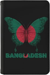 Bangladesh Flag Butterfly Passport Holder Travel Wallet PU Leather Case Protector Cover Credit with Card Slots for Women and Men
