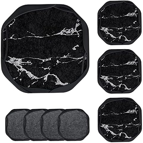 UMIRRO Absorbent Drink Coasters for Tabletop Protection, Silicone Coasters with Felt Pads, 4", Set of 8 Cover