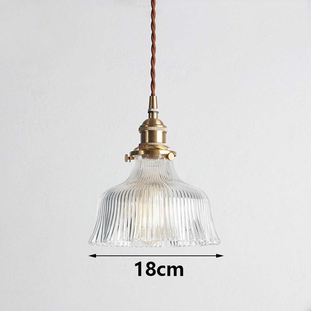 Americano - Lámpara de araña Comedor Sala de Estar con Pantalla de Cristal Estudio Dormitorio Lámpara de Noche Personalidad Metal Lámpara de Techo de Cristal Transparente, para cocinas