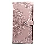 Oihxse Funda con Samsung Galaxy A40, Cuero PU Billetera Cierre Magnético Flip Libro Folio Tapa Carcasa Relieve Soporte Plegable Ranuras para Tarjetas Protección Caso(Oro Rosa)