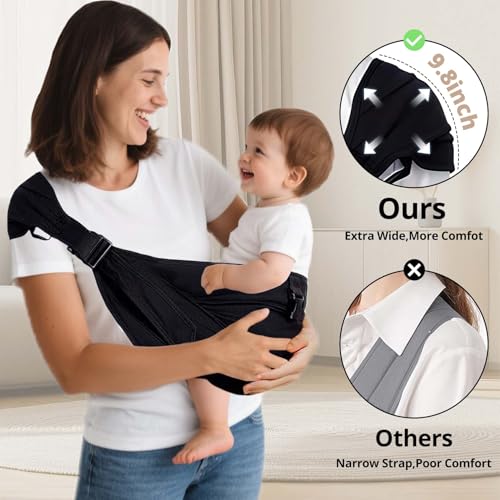 baby sling carrierbaby carrier newborn to toddler carrier essentials safety non-slip baby half wrapped sling hip holderr carrying 8-35lbsblack