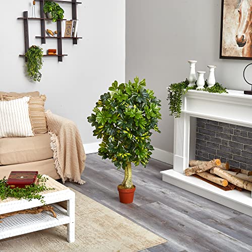 Nearly Natural 4Ft. Schefflera (Real Touch) Silk Tree, Green #TOP4