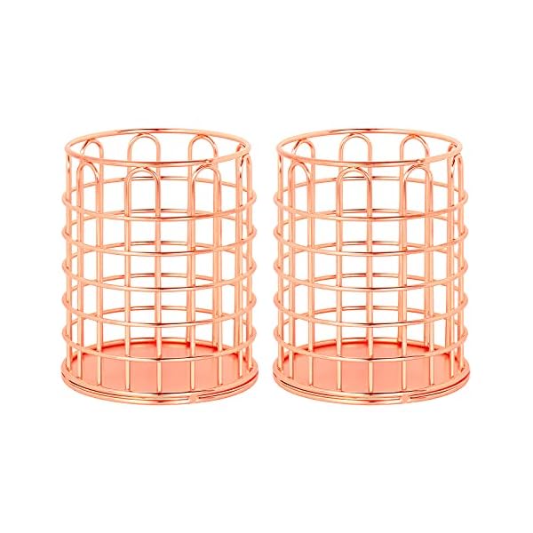 NBFBA 2 StüCke Aushöhlen Stifthalter Roségold Bleistift Pot Multifunktionaler Schreibtisch Organisator Bleistifthalter