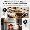 CHZHVAN Détecteur de Monoxyde de Carbone et de Gaz avec Prise, Détecteur de CO 4 en 1 avec Capteur de Température et d'humidité, 1 Pièce